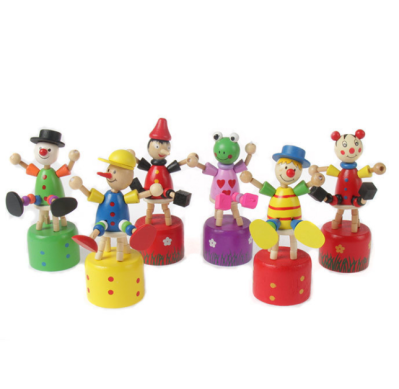 Colours Animals Wooden Pull-Toys & Walkers for Kids Felt Finger Push Puppets with Doll Toy