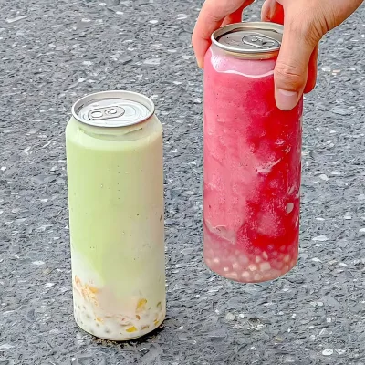 Custom Logo Coffee Beverage Shop PET Plastic Bottle Cans Bubble Tea PET Can Plastic Cooldrink Can PET Cans
