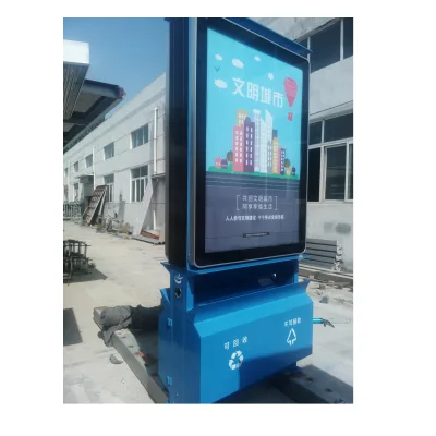 Hot Selling Durable High Brightness Galvanized Steel Solar Power Dustbin Advertising Light Box