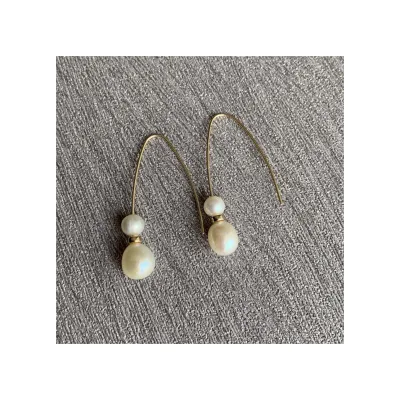 GLORY PACE Hot Selling Gold Filled Jewellery 14k Gold Filled Freshwater Zhuji Pearl Huggie Hoop Earrings