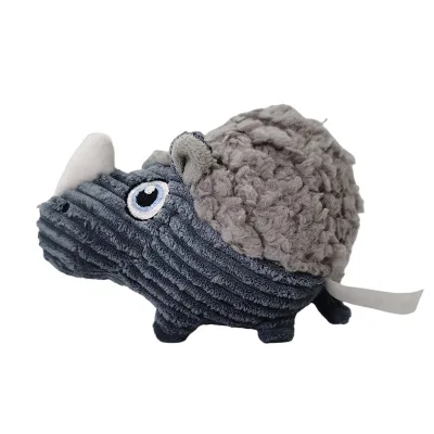 Teeth Cleaning Squeak Cute Rhino Stuffed Pet Durable Dog Chew Toys