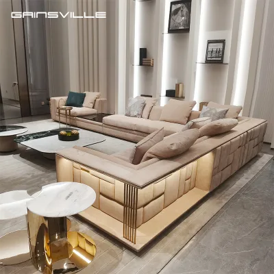 Gainsville Popular Design Luxury Sofa Set With LED High-end Living Room Furniture for Villa Apartment