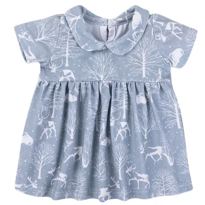Custom Cotton Soft Baby Girls Dress Summer Girl Clothes Set Custom Print Baby Dresses 2 Piece Soft Sleeveless Dress Set