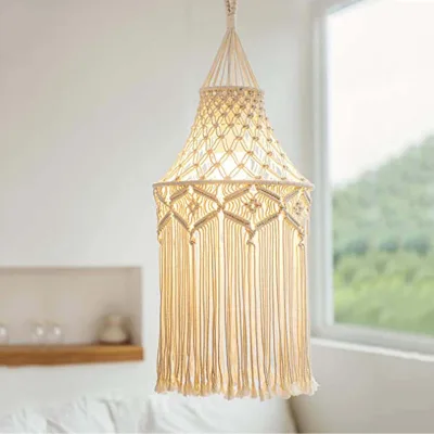 Hot Selling Fashion Macrame Lamp Shade Boho Hanging Pendant Light Cover Chandelier Lantern Shades for Modern Bedroom Home Decor