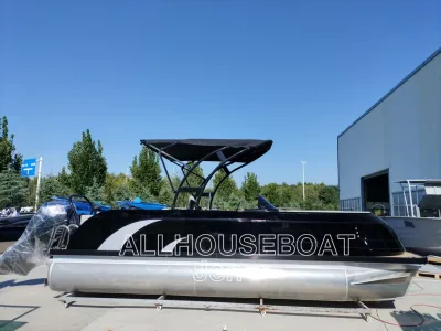 22ft Customizable Fiberglass Pontoon Boat Cabin Rod Holders Outboard High-Speed Family Entertainment Sport Fishing Cruising