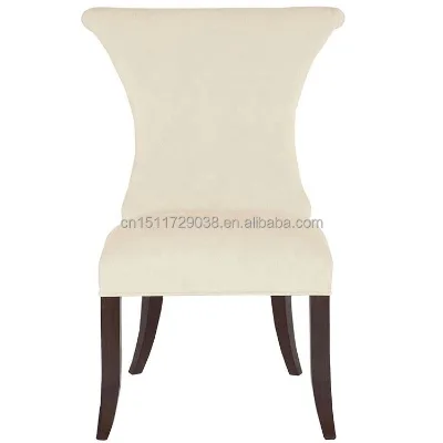 High-end Upholstered Dining Chair Cream Fabric Wooden Legs Luxury Dining Room Chairs for Hotel Restaurant Home