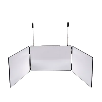 360 LED Glass Modern Barber Mirror 3-Way Adjustable Height Touch Switch Wall-Mounted Door Hook Makeup Folding Wedding Birthday