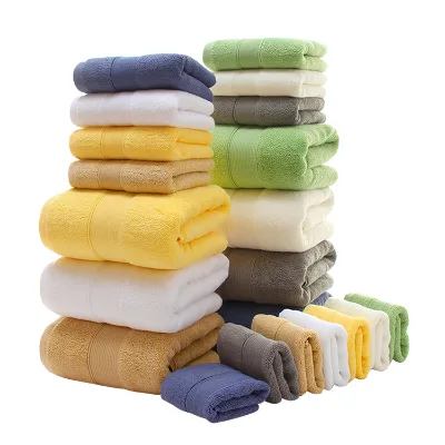 Customized LOGO Pure Cotton Towel Three-piece Set Five-star Hotel Water-absorbent High-weight Long-staple Cotton Towel