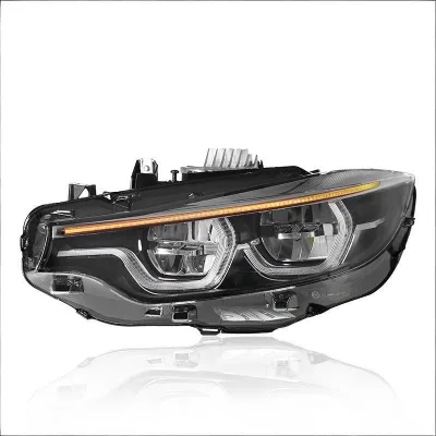 Led Headlight Three Color Switching Amber Drl 6000k 12v Plug And Play High Quality Car Front Lighting