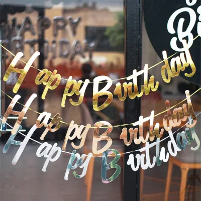 Hot One-piece Happy Birthday Hot Gold Banner Pull Flag Birthday Party Decoration Banner Pull Flag