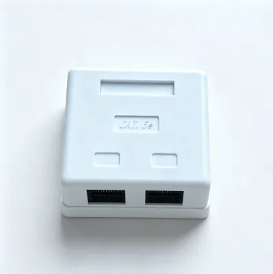 CAT5e 2 Port Surface Mount Network Box, Dual RJ45 Ethernet Wall Outlet, UTP LAN Patch Panel for Home Office Network Cabling