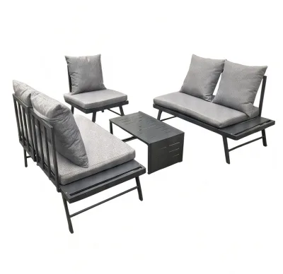Modular 5-in-1 Compact Knock-Down Outdoor Patio Furniture Sectional Sofa Set