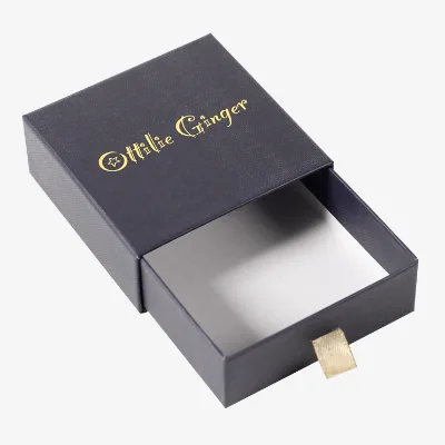 Custom Logo Printed Hard Rigid Recycle Style Cardboard Paper Packaging Drawer Sliding Gift Box With Ribbon