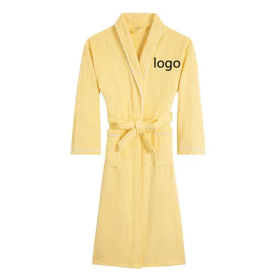 Super Soft Absorbent Spa Waffle Luxury Hotel Velvet Bathrobe Terry Cloth Cotton Bathrobe Unisex Spa Hotel Bath Robe Custom Logo