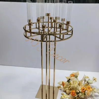 HY 13 Arms Metal Gold Candle Holders Table Flower Stand Event Backdrop Candelabra Centerpieces Wedding Centerpiece