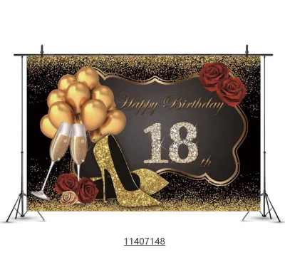 7x5ft Happy Birthday Backdrop Background Banner Black Gold Party Supplies Happy 30th 40th 50th 60th Birthday Party Decoration
