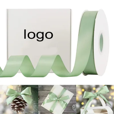 Wholesale Stock Green Double Faced Stain Ribbon 1/2 Inch X 1000 Yards Support Custom Printed logo for Gift Wrapping Bows