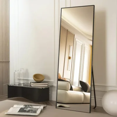 Aluminum Frame Black Customized Size Decor Standing DrssingFull Length Leaning Mirror