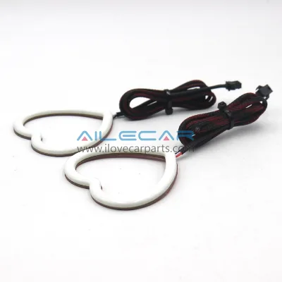 Heart Shaped RGBW Chasing LED Halo Ring Cotton Multi-Color Angel Eyes Daytime Running Lights with Yellow Turning Right