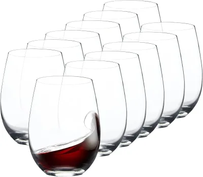 European Luxury Classic Stemless Wine Glasses Transparent Glass 301-400ml Capacity  Egg-Shaped Design