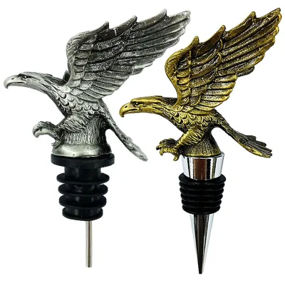 Custom Metal Spout Reusable Liquor Bottle Bar Pourer Tools Accessories Kitchen Decor Vulture Eagle Wine Bottle Stopper