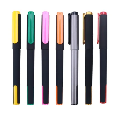 New Custom Logo Wide Clip Advertising Gel Pens Promotion Rubber Plastic Gel Pens with Custom logo
