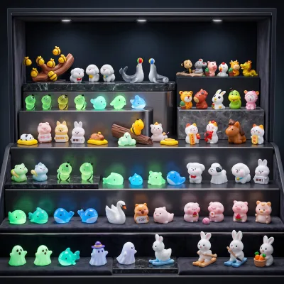 Glow Mini Sea Creature Resin Figurines Luminous Whale Bee Halloween Ocean Zodiac Animal Charms Kids Dollhouse Miniature Bath Toy