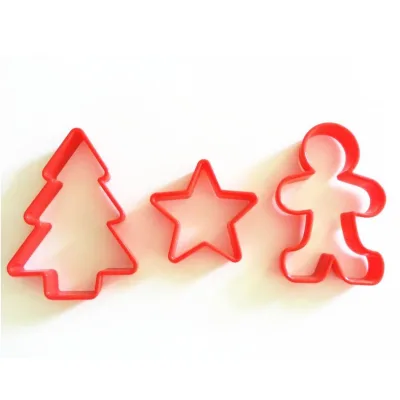 New Design 3 Pcs Holiday Christmas Plastic Custom Cookie Cutter Set