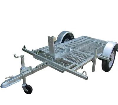 EZ-hauler Steel and Galvanized Folding Dual Motorcycle Trailer CT0303 Silver 500kg Capacity 2930x1520mm