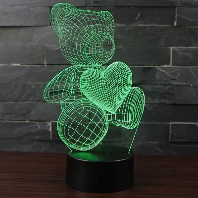 Anime Pattern Bear Lamp 3d Illusion Holiday Gift Table Lamp Home Decoration Led Lamp Kids 3d Night Light