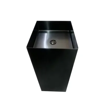 Luxury 304 Stainless Steel Pedestal Basin Integrated Floor Wash Basin Creative Art Washbasin Square Sinks