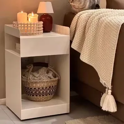 Modern Nordic Creative Bedside Storage Rack Small Narrow Cabinet with Removable Storage for Bedroom Living Room Nightstands