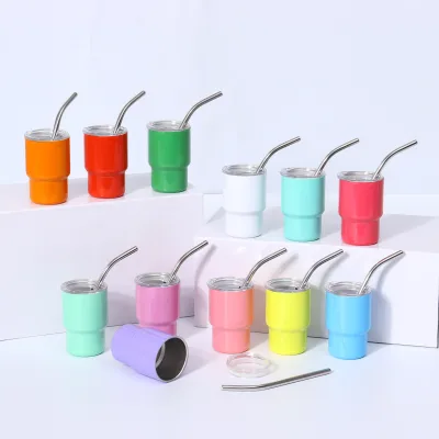 USA Warehouse Hot Sale 3oz Metal Insulated Mini Tumbler Sublimation Spray Paint Shot Tumbler With Lid