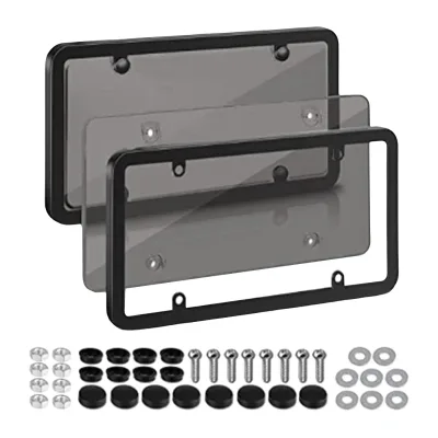 American US Style License Plate Frame With Smoky Gray Protective Shell