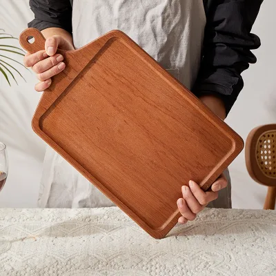 OEM/ODM FD Brand Classic Durable Eco-Friendly Engraved Rectangle Wooden Tray with Handle for Decorative Tableware