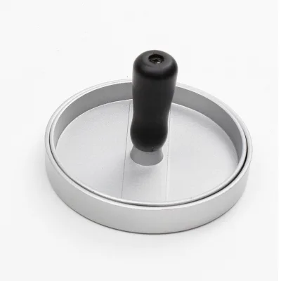 Easy Release Manual Mini Hamburger Press Non-Stick Wood Handle Metal Aluminum Alloy Patty Maker Homemade DIY Burger Patty