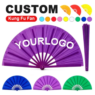 Customized Big Plastic Hand Fan Sublimation Clack Kung Fu Fan 33cm Folding Rave Event Fan Custom with Logo