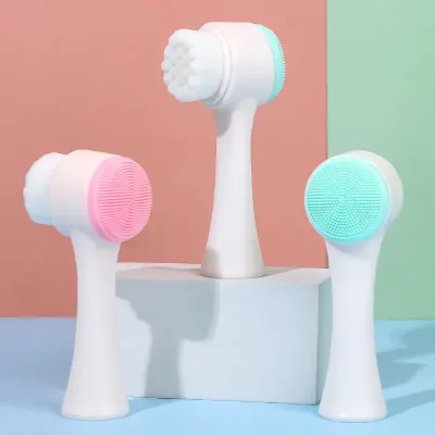 Home Use Portable Manual Facial Cleansing Brush Double-Sided Face Scrubber Face Cleaning Brush for Blackhead Removal