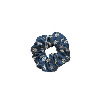 Retro Romantic Cowboy Denim Embroidery Flower Large Intestine Loop Women's Large Head Flower Headband Hair Scrunchies