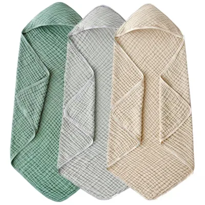 90x90cm 6 Layers Muslin Cotton Gauze Soft Absorbent Thick Hooded Baby Swaddle Blankets Newborn Receiving Blanket Bath Towels