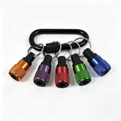 5Pcs 1/4 Inch Hex Quick Release Screwdriver Bit Extension Bar Keychain Drill Holder with Black Carabiner