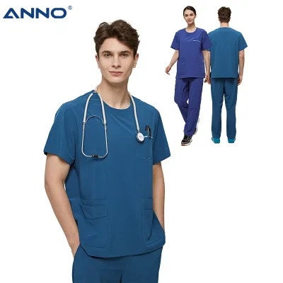 ANNO Professional 4-Way Stretch Medical Uniform Set - Multi Pockets Wrinkle Resistant Clinical Wear