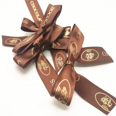 Best Quality Polyester Chocolate Packing Ribbon Custom Logo Design Bow Oeko-Tex Certified for Gift Wrapping