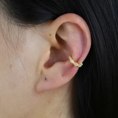 Promotion 925 Sterling Silver Minimal Small Cuff Ear Micro Pave Cz Infinity Link Chain Stacking No Pierced Clip Earring Jewelry
