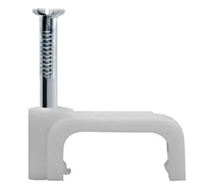 Ready to Ship 5mm-25mm Square Cable Clips with Steel Nail - High-impact Plastic Wire Clips Wholesale for Wall Cable Management