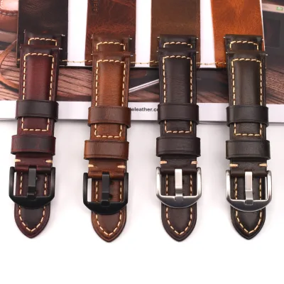 Luxury Loop Watch Bands for Smart Watch with Genuine Leather Core and Stainless Steel Buckle Machine Stitching Hand-wrapped Edge