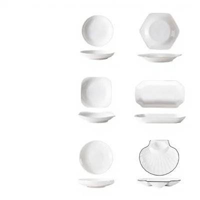 Ceramic Glazed Plate Simple Dinner Plate Microwave Safe Modern Simplicity Design China Restaurant Hotel Tableware Household