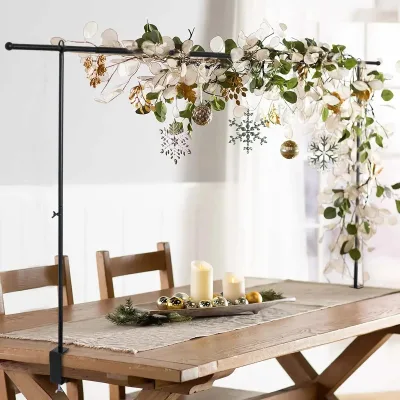 Over the Table Rod Stand With Clamps 1.2*2.5M Party Birthday Wedding Christmas Black Adjustable Metal Balloon Flower Arch Stand