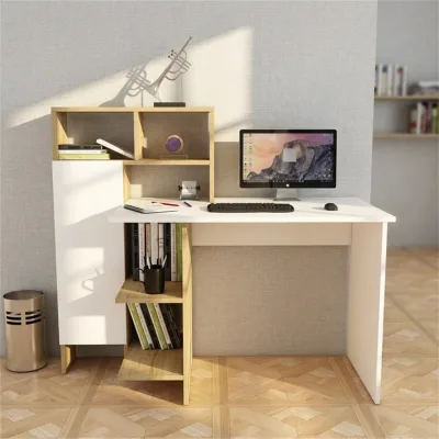 Water Resistant 111.8cm H 119.7cm W 5 Shelves Cabinet Hutch Built-In L-Shaped Computer Desk for Home Study Workstation
