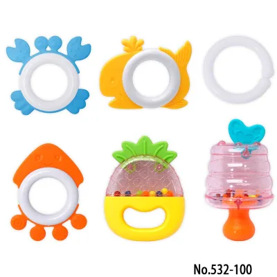 New Design Eco-Friendly Toys Plastic Rattle and Teether Set With Bottle Educational Toy for Baby